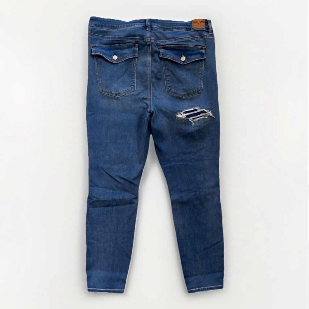 American Eagle 18  Next Level Stretch High Rise Jegging Distressed Plus Blue